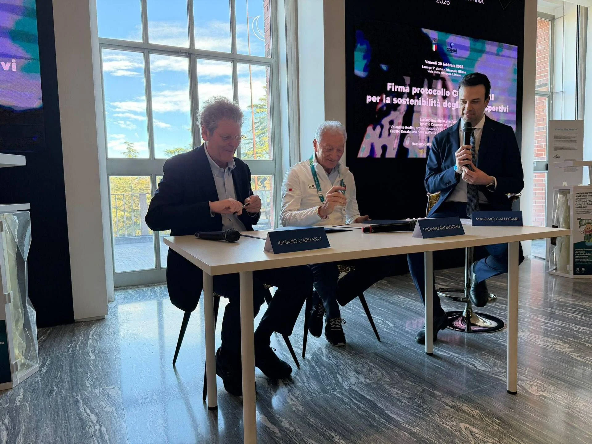 Milano–Cortina: Capuano (Conai) avalia Jogos de Inverno como sustentáveis após protocolo com Coni