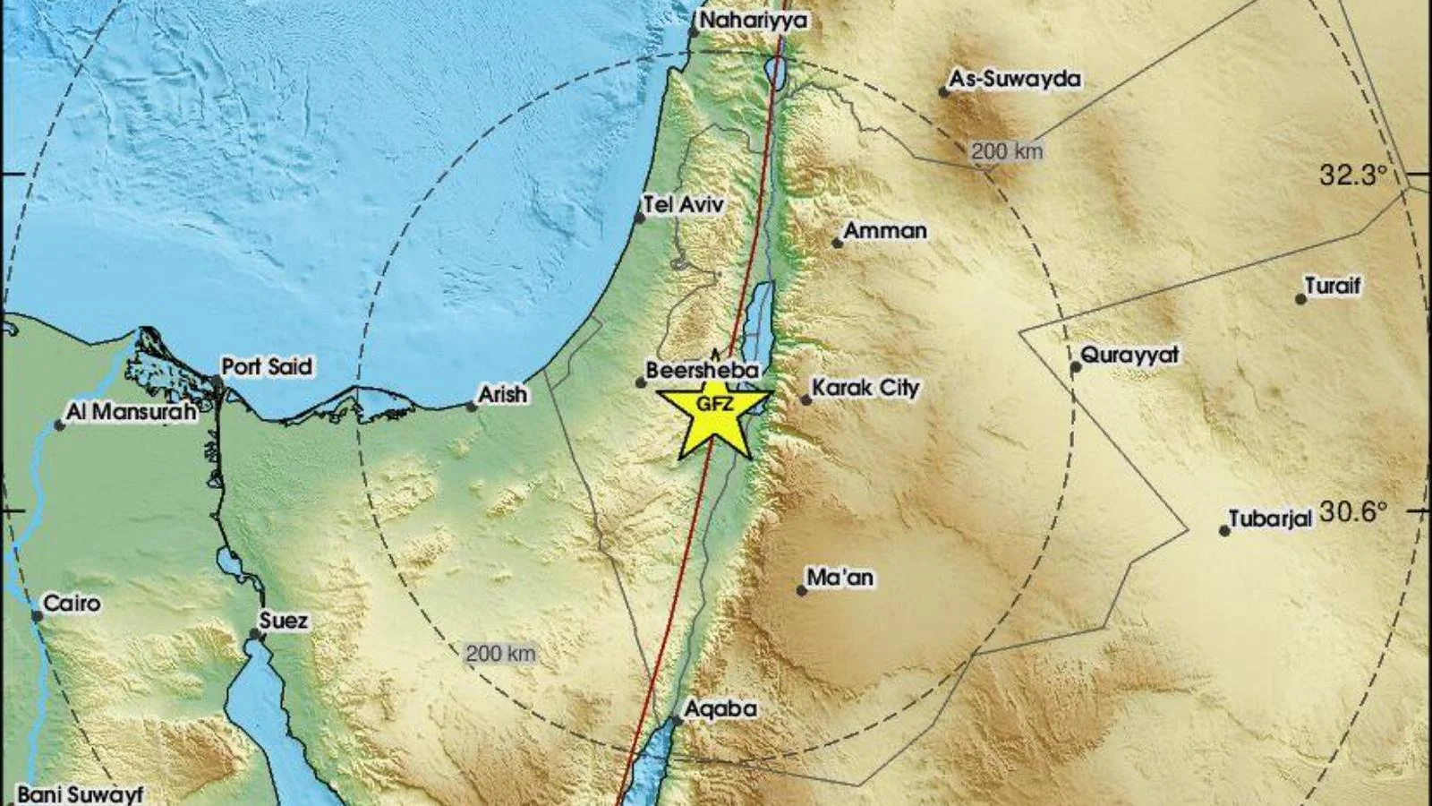 Terremoto de magnitude ~4,2 atinge região do Negev e Mar Morto; epicentro perto de Dimona