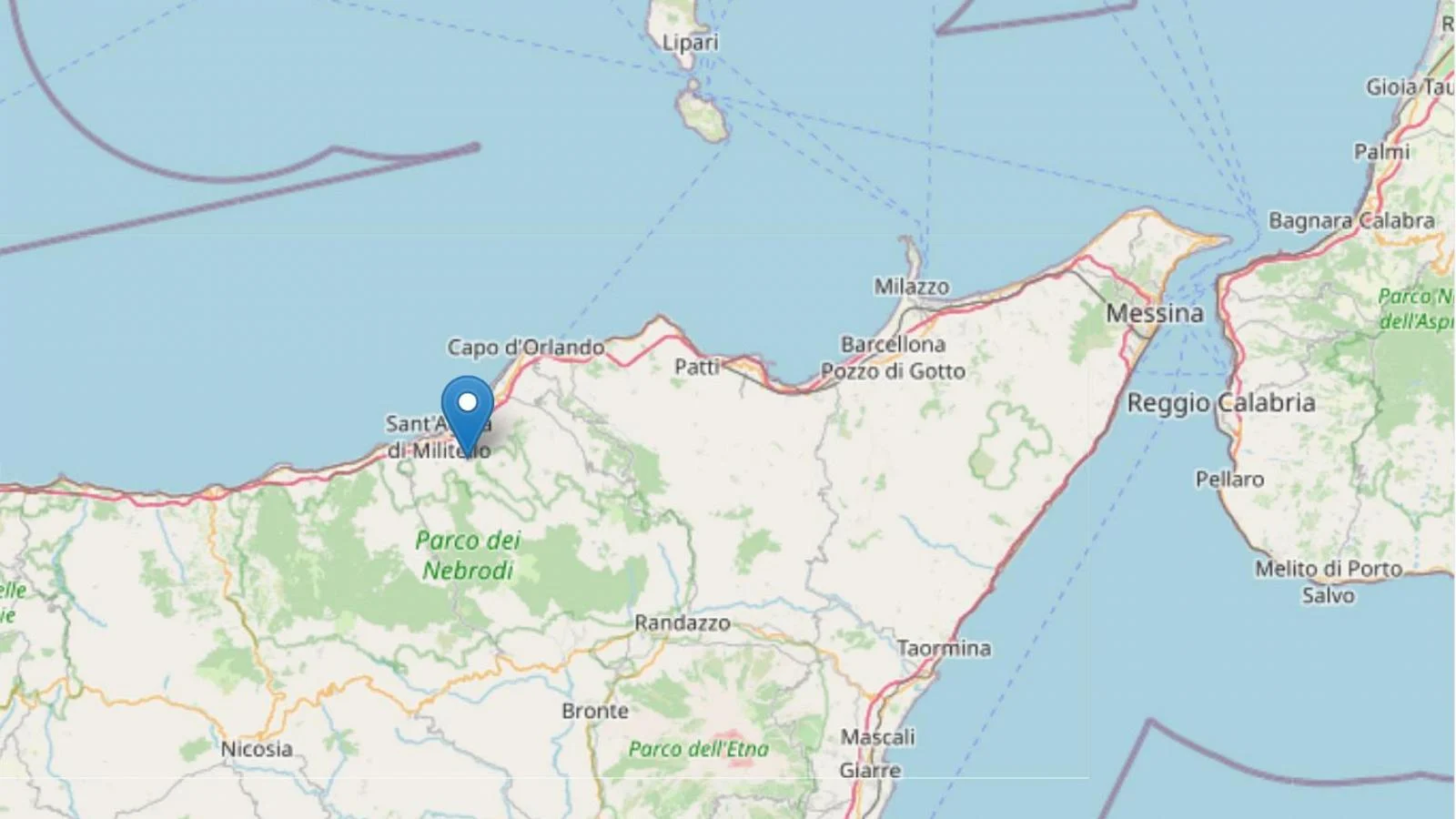 Sciame sismico a Messina: tremores de 3.6, 2.6 e 2.7 com epicentro em Militello Rosmarino